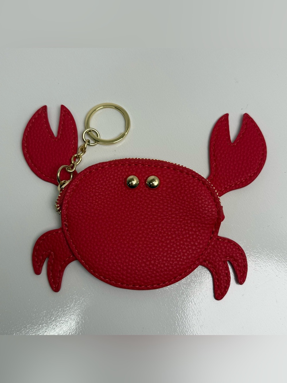 Crab Nanette Lepore Red Gold Coin Pouch Keychain Bag Charm Travel Beach Vacation